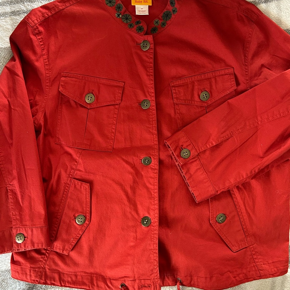 Ruby Rd. Red Utility Jacket With Button Details - image 1
